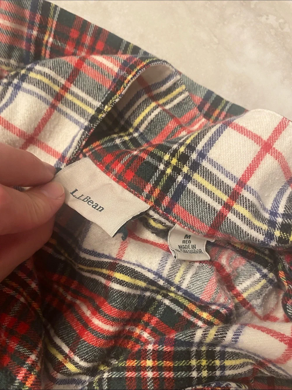 L.L. Bean Red, White, Black Plaid Flannel Pajama Set